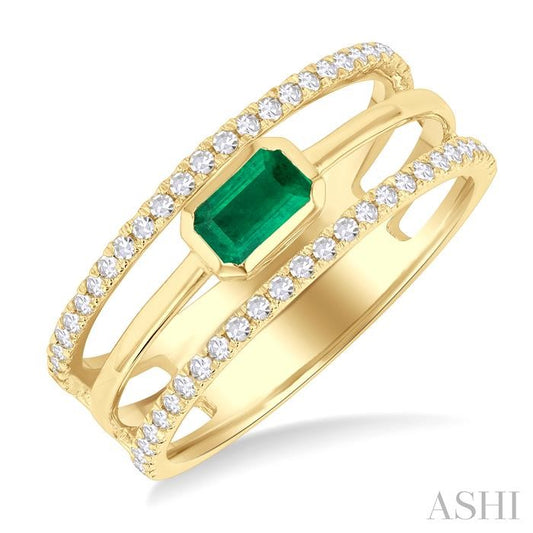 ASHI Emerald Shape East-West Gemstone & Diamond Ring 41286PPTSEMYG