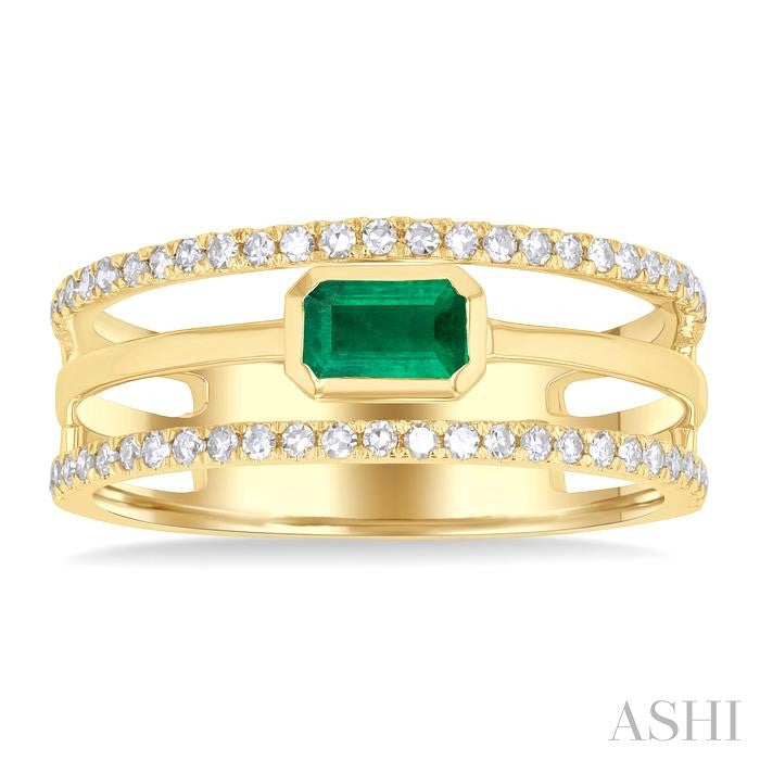 ASHI Emerald Shape East-West Gemstone & Diamond Ring 41286PPTSEMYG