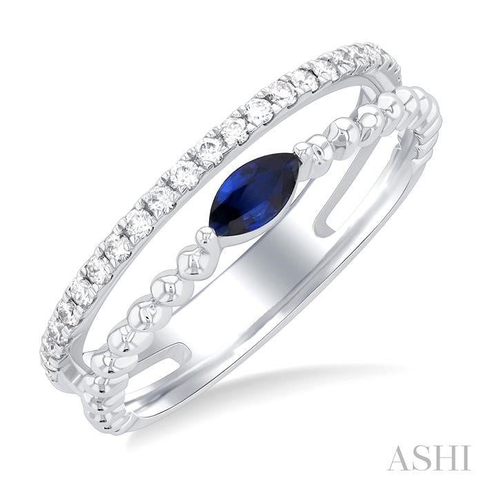 ASHI Bead Marquise Shape East-West Gemstone & Diamond Ring 41297PPTSSPWG-MQ
