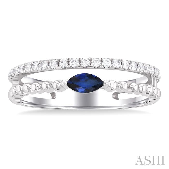 ASHI Bead Marquise Shape East-West Gemstone & Diamond Ring 41297PPTSSPWG-MQ