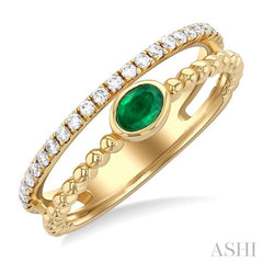 ASHI Bead Oval Shape East-West Gemstone & Diamond Ring 41307PPTSEMYG