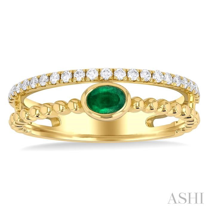 ASHI Bead Oval Shape East-West Gemstone & Diamond Ring 41307PPTSEMYG