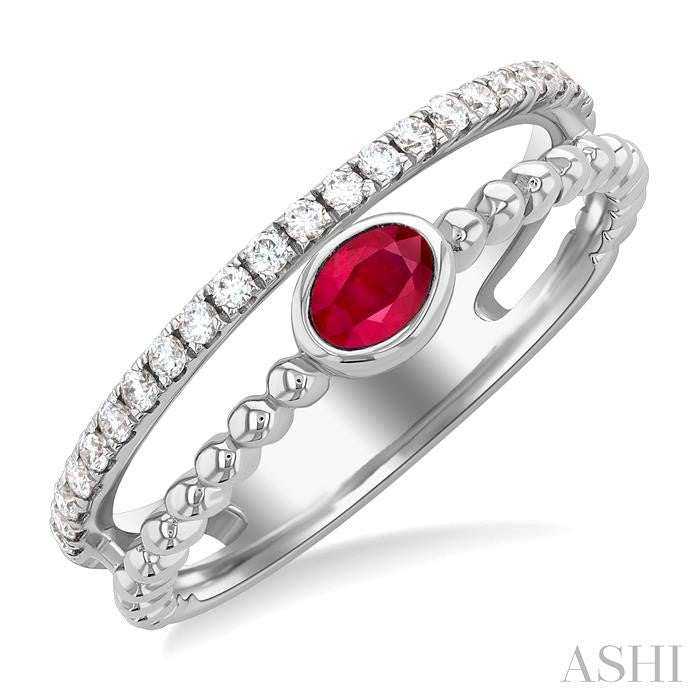 ASHI Bead Oval Shape East-West Gemstone & Diamond Ring 41307PPTSRBWG