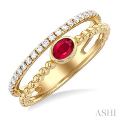 ASHI Bead Oval Shape East-West Gemstone & Diamond Ring 41307PPTSRBYG