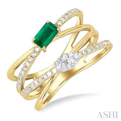 ASHI Criss Cross Gemstone & Lovebright Diamond Fashion Ring 41316PPTSEMYW
