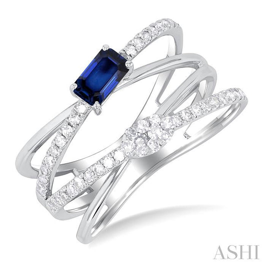 ASHI Criss Cross Gemstone & Lovebright Diamond Fashion Ring 41316PPTSSPWG