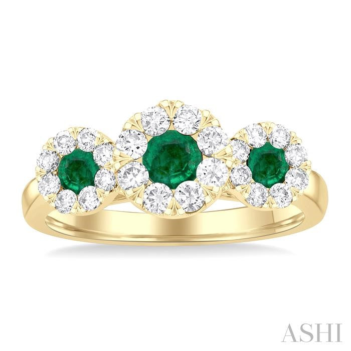 ASHI Round Shape Past Present & Future Lovebright Gemstone & Diamond Ring 41323PPFGEMYG