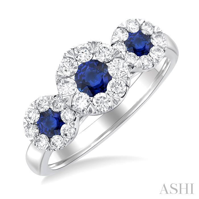 ASHI Round Shape Past Present & Future Lovebright Gemstone & Diamond Ring 41323PPFGSPWG