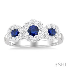 ASHI Round Shape Past Present & Future Lovebright Gemstone & Diamond Ring 41323PPFGSPWG