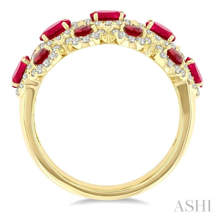 ASHI Oval Shape Gemstone & Halo Diamond Ring 41343PPFGRBYG