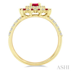 ASHI Oval Shape Gemstone & Halo Diamond Ring 41354PPFGRBYG-OV