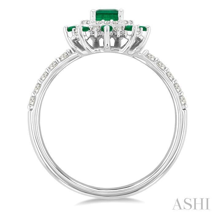 ASHI Emerald Shape Gemstone & Halo Diamond Ring 41355PPFGEMWG-OC