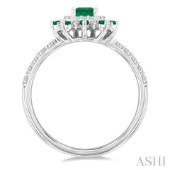 ASHI Emerald Shape Gemstone & Halo Diamond Ring 41355PPFGEMWG-OC