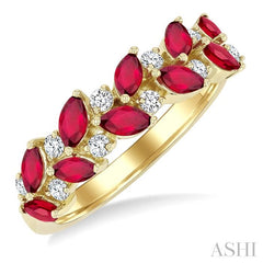ASHI Marquise Shape Gemstone & Diamond Band 41367PPFGRBYG