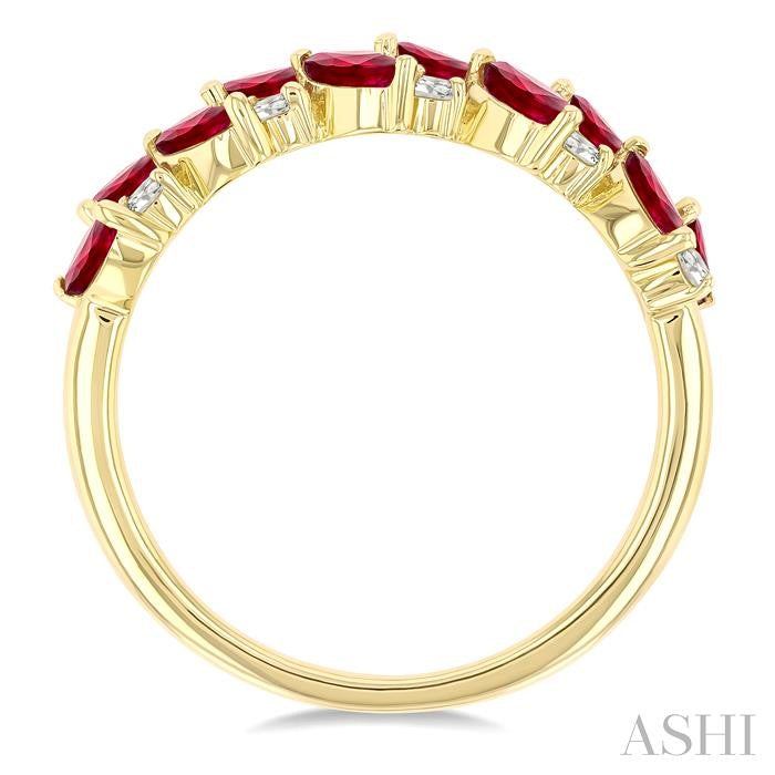 ASHI Marquise Shape Gemstone & Diamond Band 41367PPFGRBYG