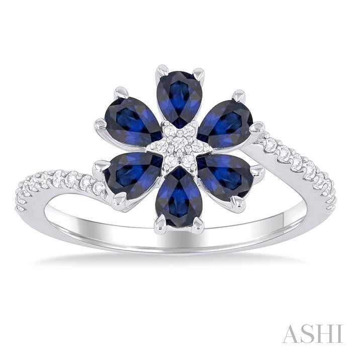 ASHI Blossom Pear Shape Gemstone & Diamond Ring 41457PPFGSPWG