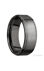 8 mm wide Flat Grooved Edges Tantalum Noir band.