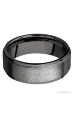 8 mm wide Flat Grooved Edges Tantalum Noir band.