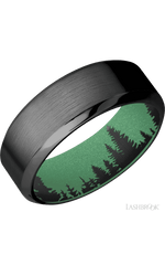 8 mm wide High Bevel Zirconium band featuring a Squatch sleeve.