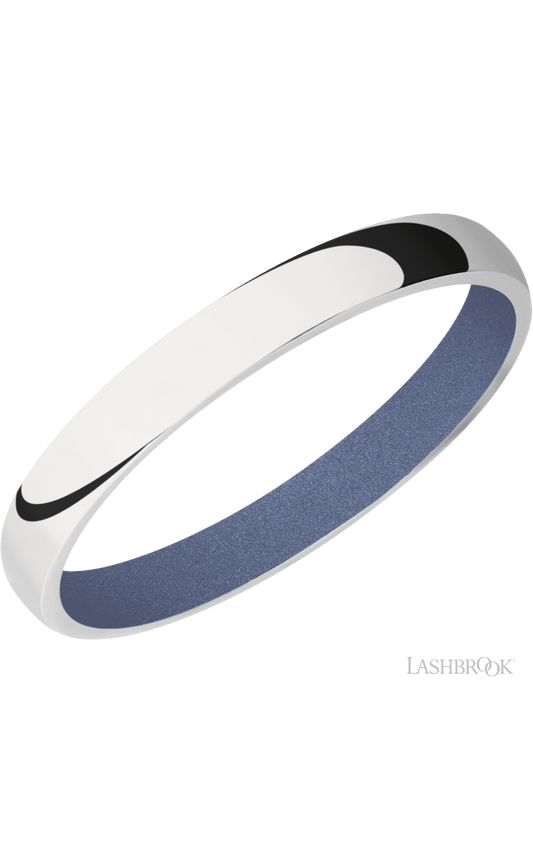3 mm wide Domed 10K White Gold band featuring a Crushed Orchid sleeve.