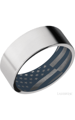8 mm wide Flat Cobalt Chrome band featuring a Navy Blue sleeve.