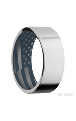 8 mm wide Flat Cobalt Chrome band featuring a Navy Blue sleeve.