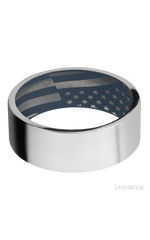 8 mm wide Flat Cobalt Chrome band featuring a Navy Blue sleeve.