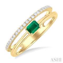 ASHI Emerald Shape East-West Gemstone & Diamond Ring 41518PPFGEMYG-OC