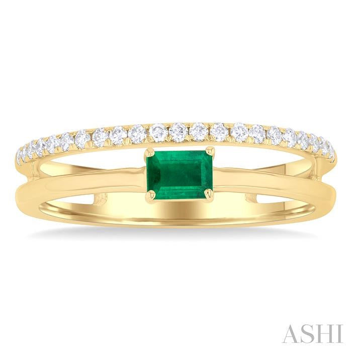 ASHI Emerald Shape East-West Gemstone & Diamond Ring 41518PPFGEMYG-OC