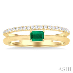 ASHI Emerald Shape East-West Gemstone & Diamond Ring 41518PPFGEMYG-OC