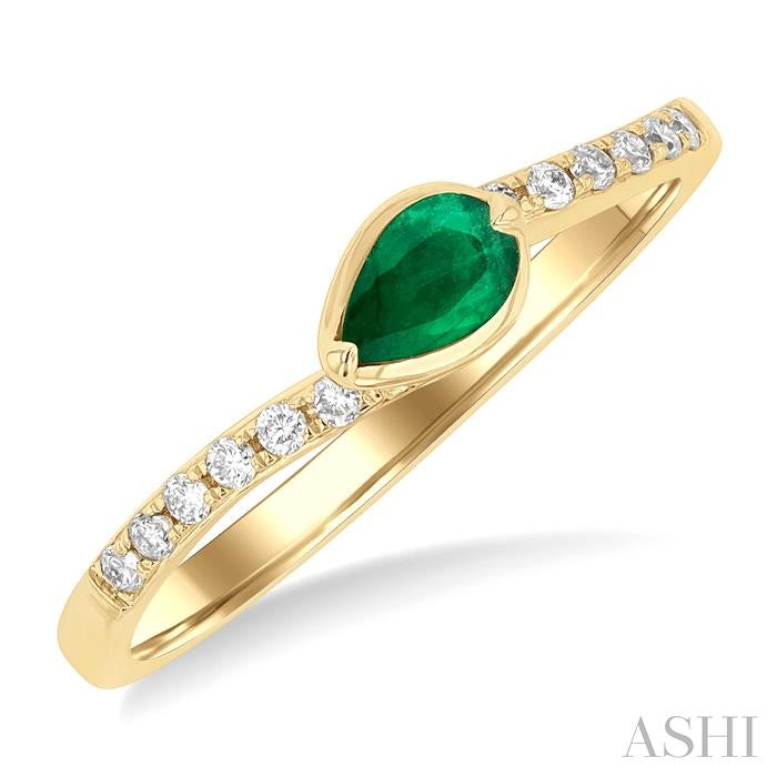 ASHI Pear Shape East-West Gemstone & Diamond Ring 41538PPFGEMYG