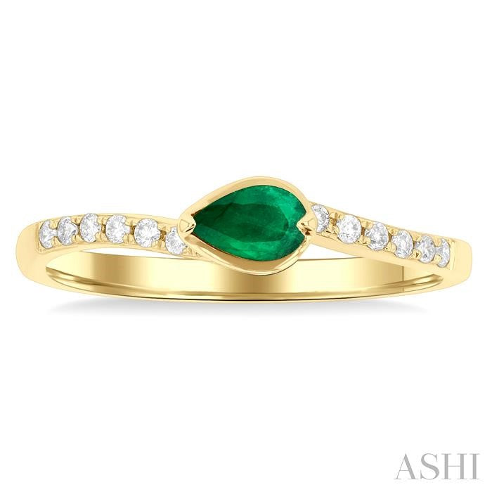 ASHI Pear Shape East-West Gemstone & Diamond Ring 41538PPFGEMYG