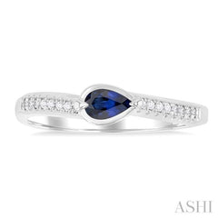 ASHI Pear Shape East-West Gemstone & Diamond Ring 41549PPFSSPWG