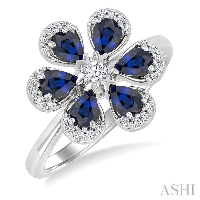 ASHI Blossom Pear Shape Gemstone & Diamond Fashion Ring 41628PPFGSPWG