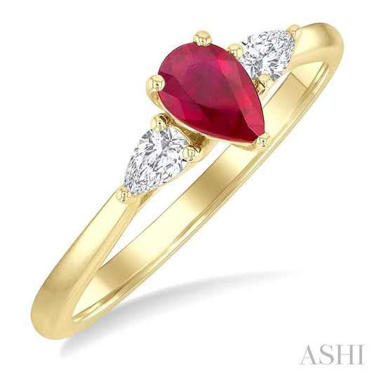 ASHI Pear Shape Gemstone & Diamond Ring 41647PPFGRBYG-PR