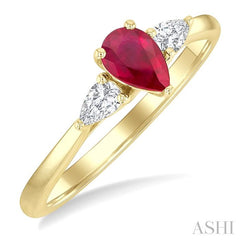 ASHI Pear Shape Gemstone & Diamond Ring 41647PPFGRBYG-PR
