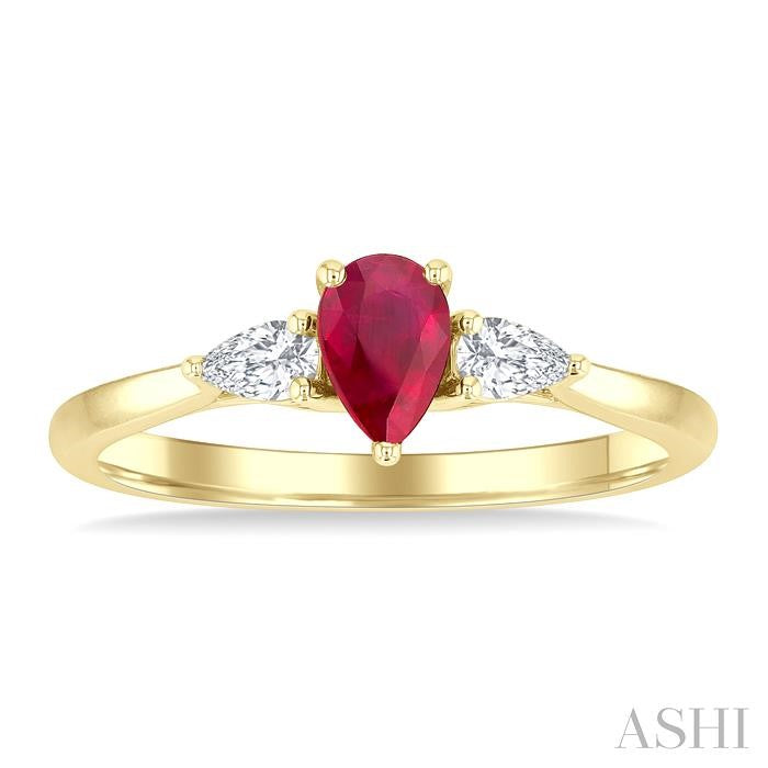 ASHI Pear Shape Gemstone & Diamond Ring 41647PPFGRBYG-PR