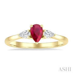 ASHI Pear Shape Gemstone & Diamond Ring 41647PPFGRBYG-PR