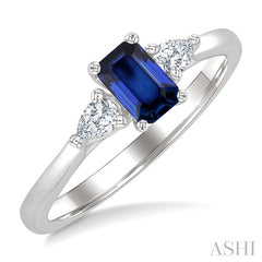 ASHI Emerald Shape Gemstone & Diamond Ring 41647PPFGSPWG-OC