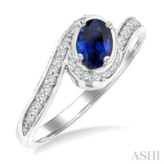 ASHI Oval Shape Gemstone & Diamond Ring 41656PPTSSPWG-OV