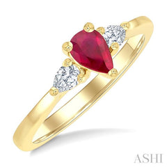 ASHI Pear Shape Gemstone & Diamond Ring 41777PPFGRBYG-PR