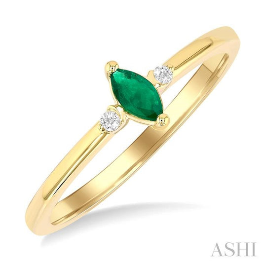 ASHI Marquise Shape Gemstone & Petite Diamond Fashion Ring 41799PPTGEMYG-MQ