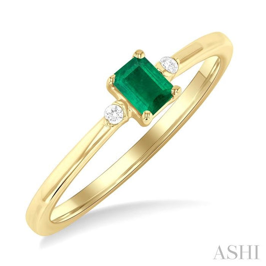 ASHI Emerald Shape Gemstone & Petite Diamond Fashion Ring 41799PPTGEMYG-OC