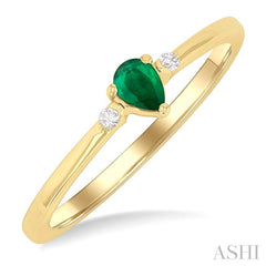 ASHI Pear Shape Gemstone & Petite Diamond Fashion Ring 41799PPTGEMYG-PR