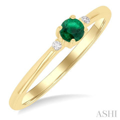 ASHI Round Shape Gemstone & Petite Diamond Fashion Ring 41799PPTGEMYG-RD