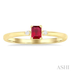 ASHI Emerald Shape Gemstone & Petite Diamond Fashion Ring 41799PPTGRBYG-OC