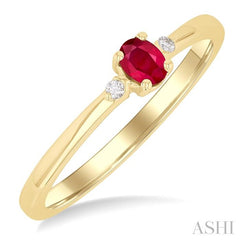 ASHI Oval Shape Gemstone & Petite Diamond Fashion Ring 41799PPTGRBYG-OV