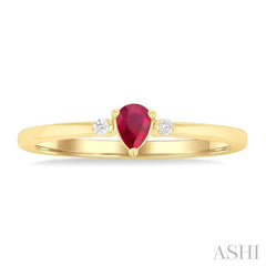 ASHI Pear Shape Gemstone & Petite Diamond Fashion Ring 41799PPTGRBYG-PR
