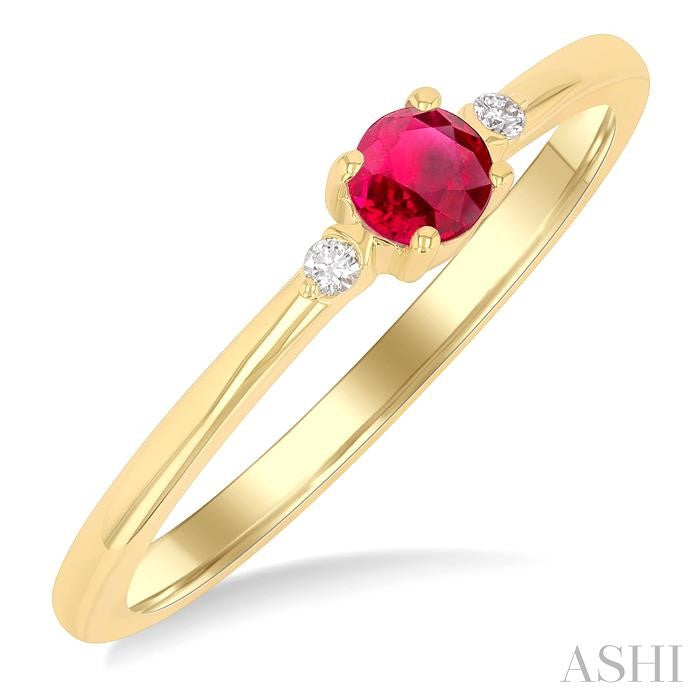 ASHI Round Shape Gemstone & Petite Diamond Fashion Ring 41799PPTGRBYG-RD