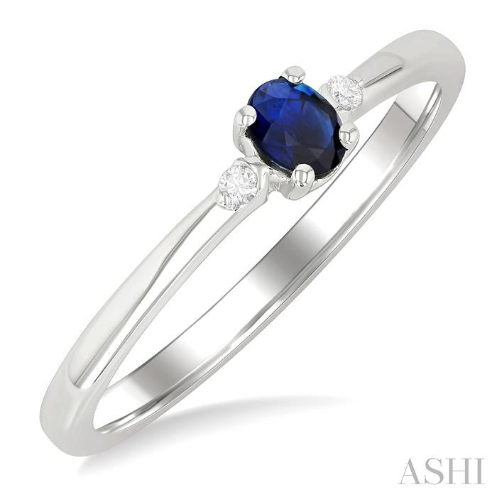 ASHI Oval Shape Gemstone & Petite Diamond Fashion Ring 41799PPTGSPWG-OV